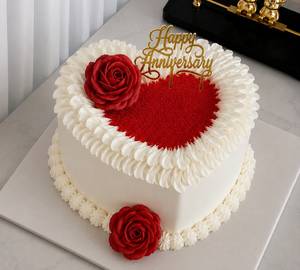 Heart Shape Strawberry And Vanilla Cake (1000 grams)