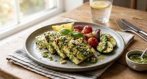 Pesto Grilled Cottage Cheese