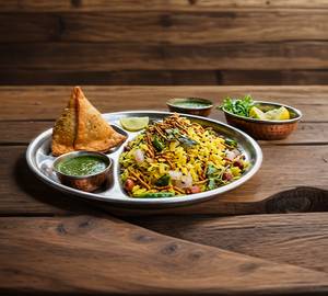 1 Poha with Samosa [1 Piece]