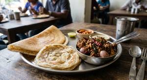 Dosai 2 pcs + parotta 1 pcs +pallipalayam chicken 150gramss