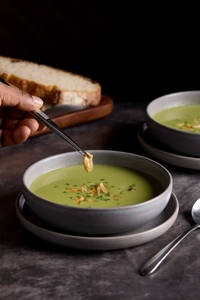 Leek, Potato & Roasted Garlic Soup