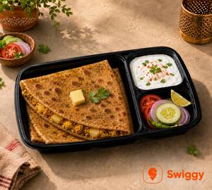 Aloo Gobi Paratha With Dahi