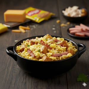 Egg, Chicken, Bacon And Cheese Maggi (serves 2)