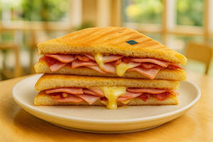 Bacon, Ham And Cheese Sandwich