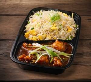 Veg Rice With Chicken Manchurian (4Pcs)