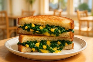 Spinach Corn And Cheese Grilled Sandwich