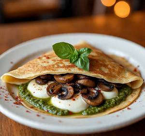 Pesto Mushroom Crepe