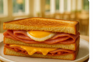 Egg, Ham And Cheese Sandwich
