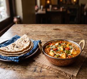 Kadai Paneer With Choice Of Roti