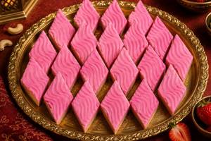 Strawberry Kaju Katli