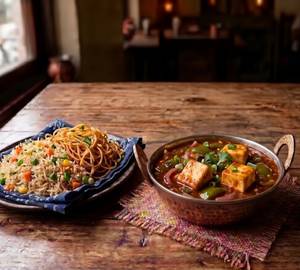 Chilli Paneer [2 Pieces] With Choice Of Rice/ Noodles
