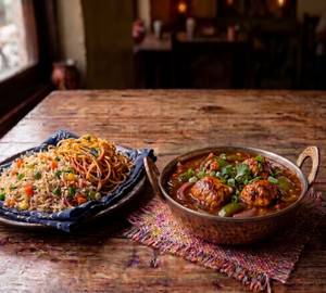 Chicken Manchurian [2 Pieces] With Choice Of Rice/ Noodles