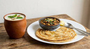 Chole + Lachha Paratha + Butter Milk