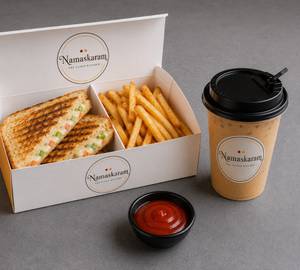 Veg Cheese Grilled Sandwich + French Fried + Cold Coffee