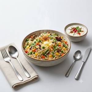 Veg. Pulav with Plain Dahi