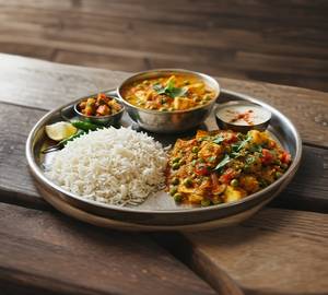 Matar Paneer Rice Plate