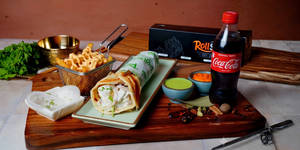 Malai Chaap Roll+ Cheesy Peri Peri Fries [Small] + Coke [250ml]