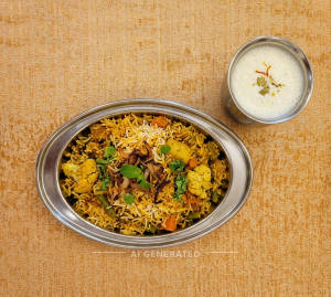 Dum Hyderabadi Veg Biryani + Sweet Lassi