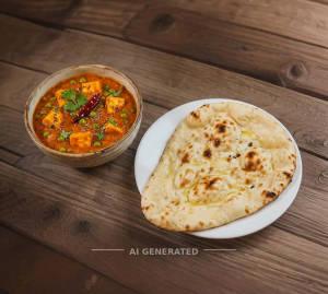 Matar paneer + Plain naan (1 piece)