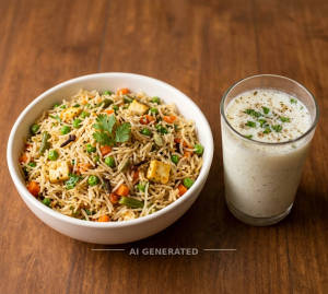 Veg Pulav + Butter Milk