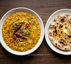Dal Fry + Plain Tandoori Roti (1 piece)