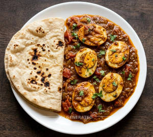 Egg Masala + Plain tandoori roti (1 piece)