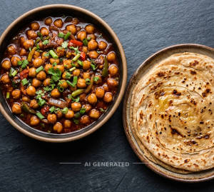 Chilli chana + Tawa paratha (1 piece)