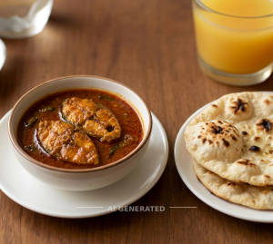Fish curry + Plain tandoori roti (2 pieces)