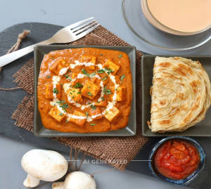 Paneer butter masala + Veechu parotta (1 piece)