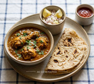 Chicken Curry + Tawa Roti (2 pieces)