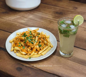 Tandoori mayo french fries + Neembu shikanji