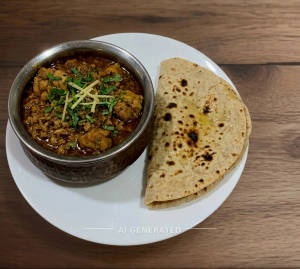 Chicken Rara Bowl + Roti (Chakki Aata) (1 piece)
