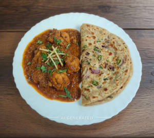 Chicken curry + Onion paratha (1 piece)