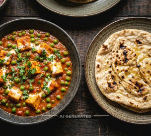Matar Paneer + Tandoori Roti (1 piece)