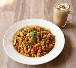 Veg masala pasta + Cold coffee