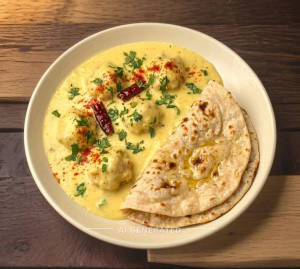 Kadi pakoda + Plain roti (2 pieces)