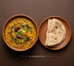 Dal Tadka + Plain Chapati (2 pieces)