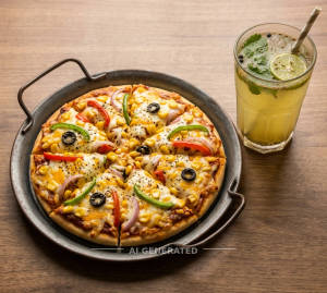 Veg Cheese Corn Pizza + Masala Lemonade