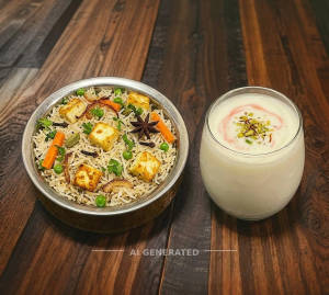 Paneer pulao + Punjabi Lassi [200 .ml]