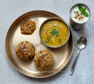 Dal Bati Thali + Buttermilk