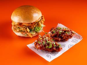The Louis Fried Chicken Burger+ Korean Wings