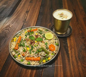 Veg pulao + Punjabi Lassi [200 .ml]