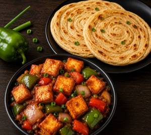 Jain Paneer 65 Semi Gravy With  2 Pcs Laccha Paratha