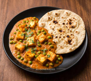 Paneer mutter + Tandoori roti plain (1 piece)