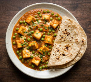 Matar Paneer + Tawa Roti (2 pieces)