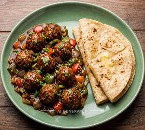 Veg Manchurian Gravy + Tawa Roti (3 pieces)