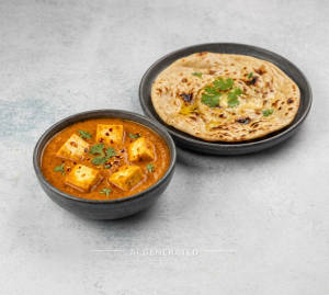 Paneer masala [half, 4 pieces] + Butter roti (1 piece)