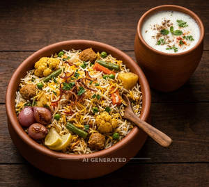Veg Hyderabadi Biryani + Chaas