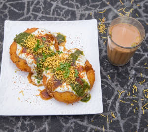 Desi ghee Tikki plate + Masala Tea