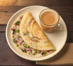 Onion dosa + Chai